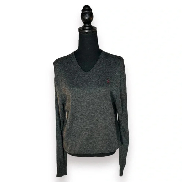 Polo Ralph Lauren Other - Polo Ralph Lauren Custom Fit Merino Wool V-Neck Gray Sweater Size Large